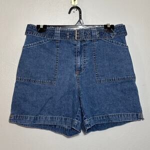 Y2k Vintage Women's Size 6 Sonoma Jean Denim Shorts Button Pockets Gold Belt